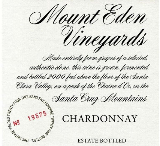 Mount Eden Chardonnay Estate Santa Cruz Mountains 2015