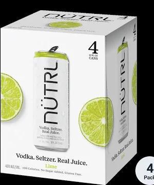 Nutrl Lime Vodka Seltzer 4-pack cans